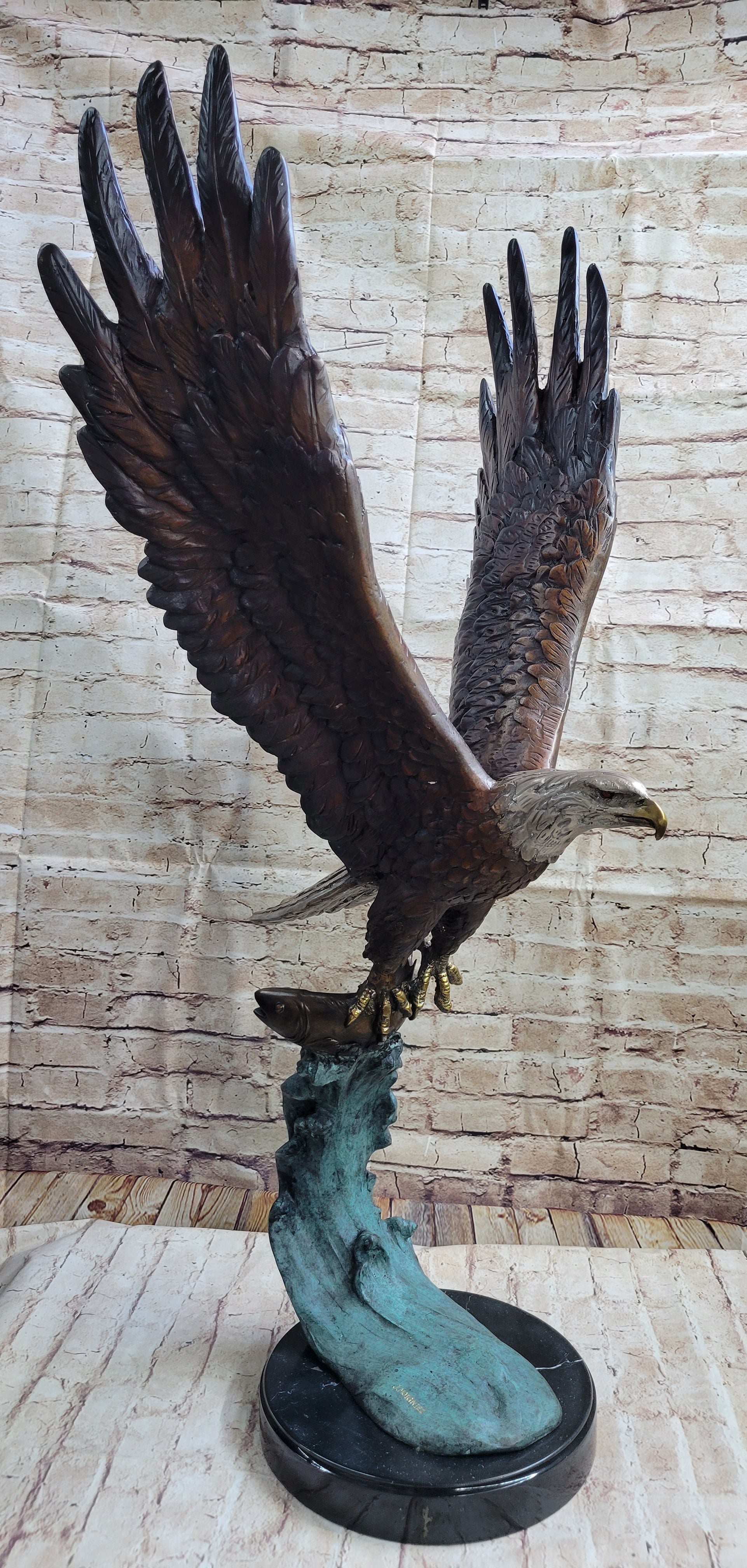 American Bald Eagle Bronze Sculpture 37" x 19"