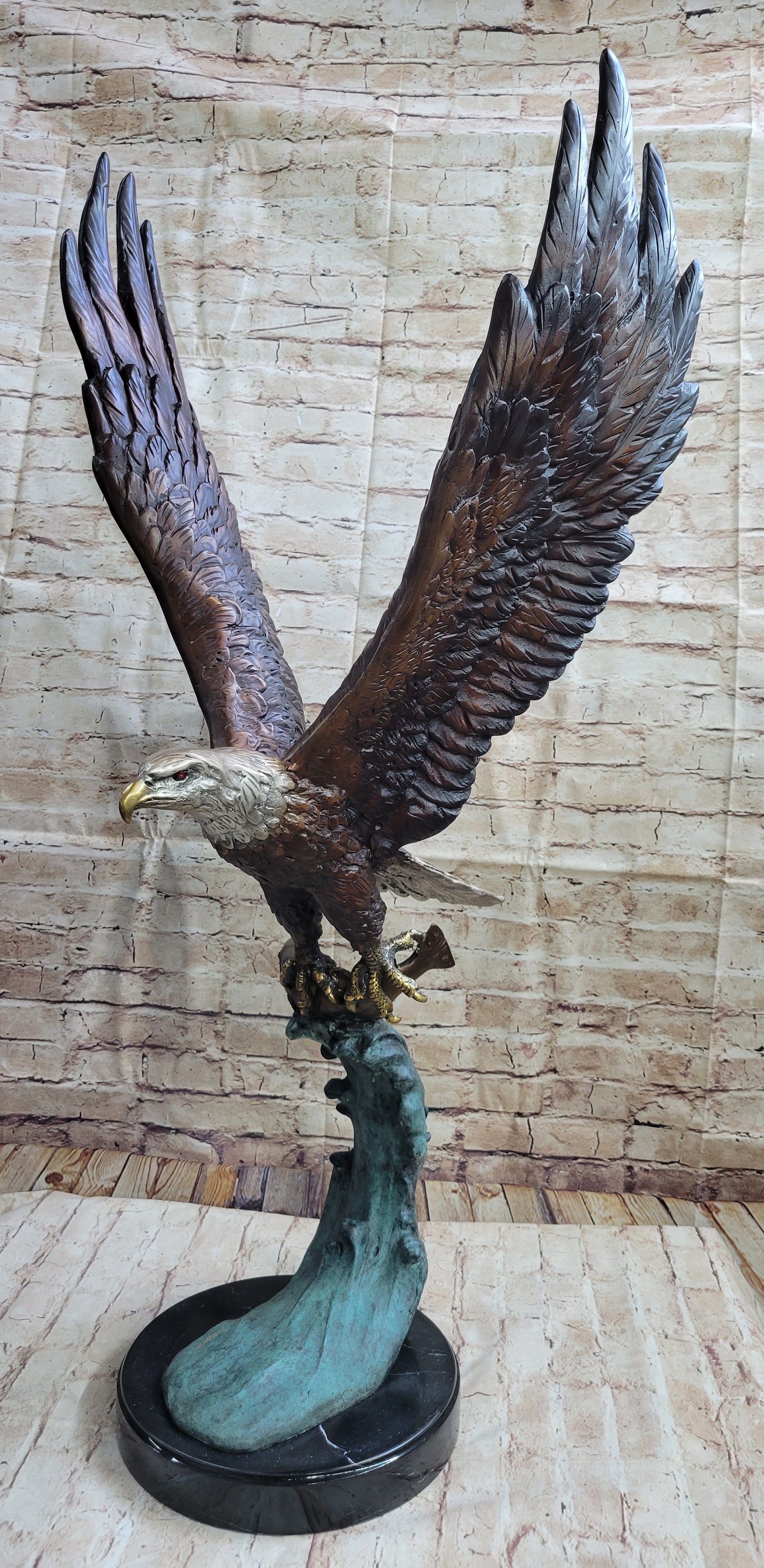 American Bald Eagle Bronze Sculpture 37" x 19"
