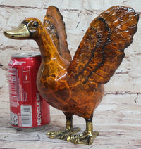 Bronze Metal Duck Flapping Wings Sculpture Signed J. Moigniez