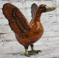 Bronze Metal Duck Flapping Wings Sculpture Signed J. Moigniez