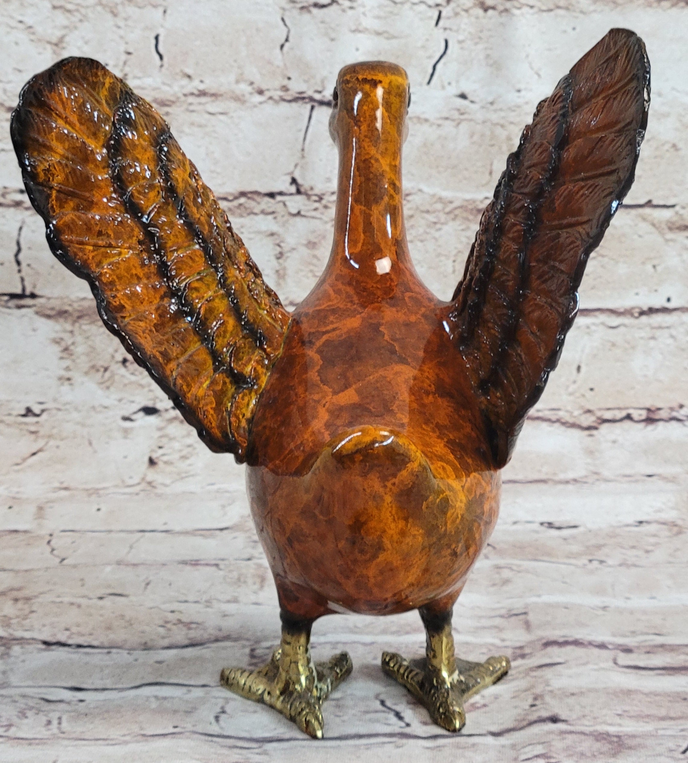 Bronze Metal Duck Flapping Wings Sculpture Signed J. Moigniez