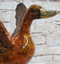 Bronze Metal Duck Flapping Wings Sculpture Signed J. Moigniez