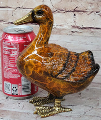 Bronze Duck Figure Real Bronze Patina 8" x 7"