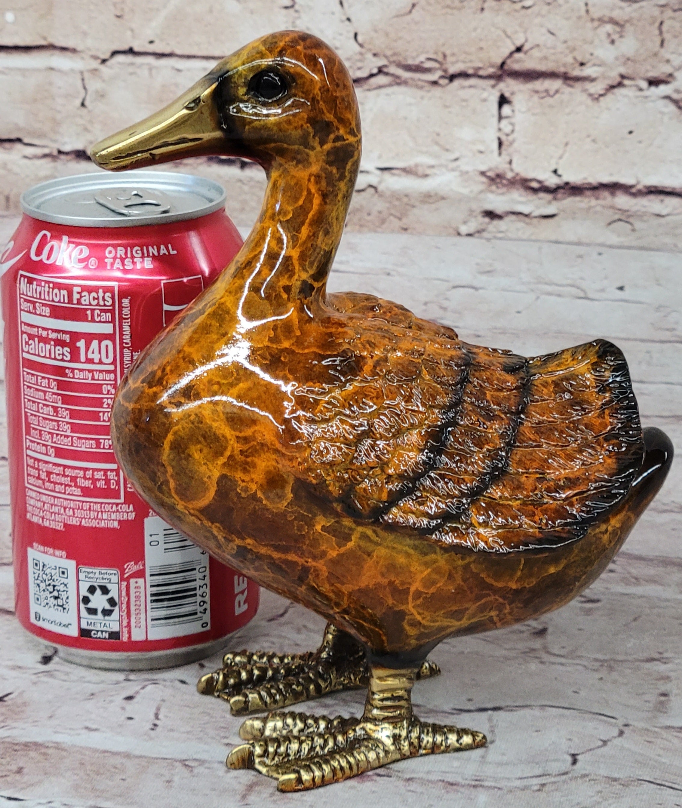 Bronze Duck Figure Real Bronze Patina 8" x 7"