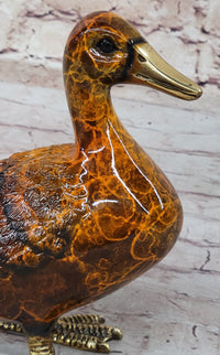 Bronze Duck Figure Real Bronze Patina 8" x 7"