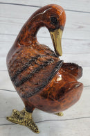 Real Bronze Duck Painted Bird Cast Sculpture 7" x 6"
