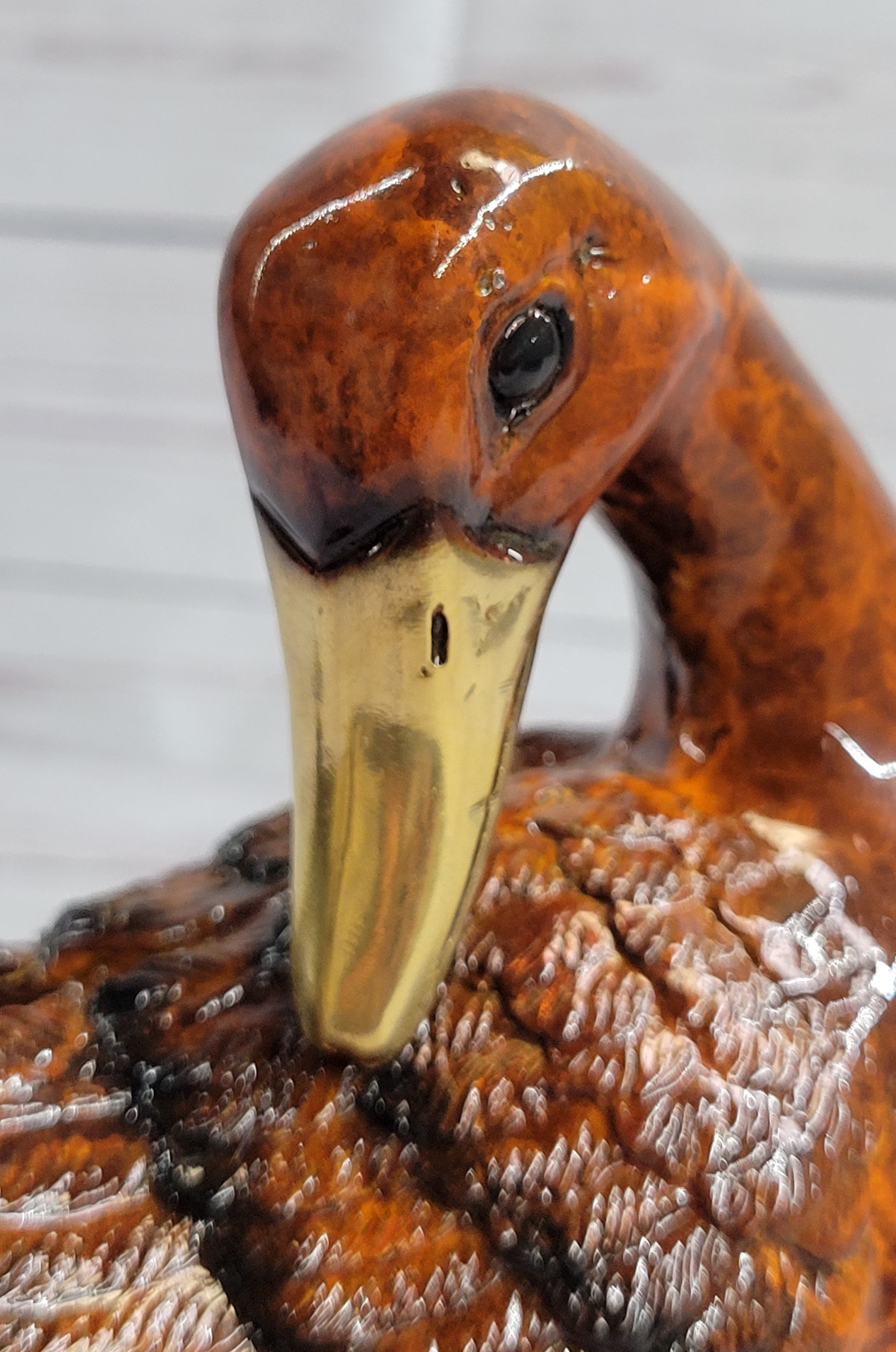 Real Bronze Duck Painted Bird Cast Sculpture 7" x 6"