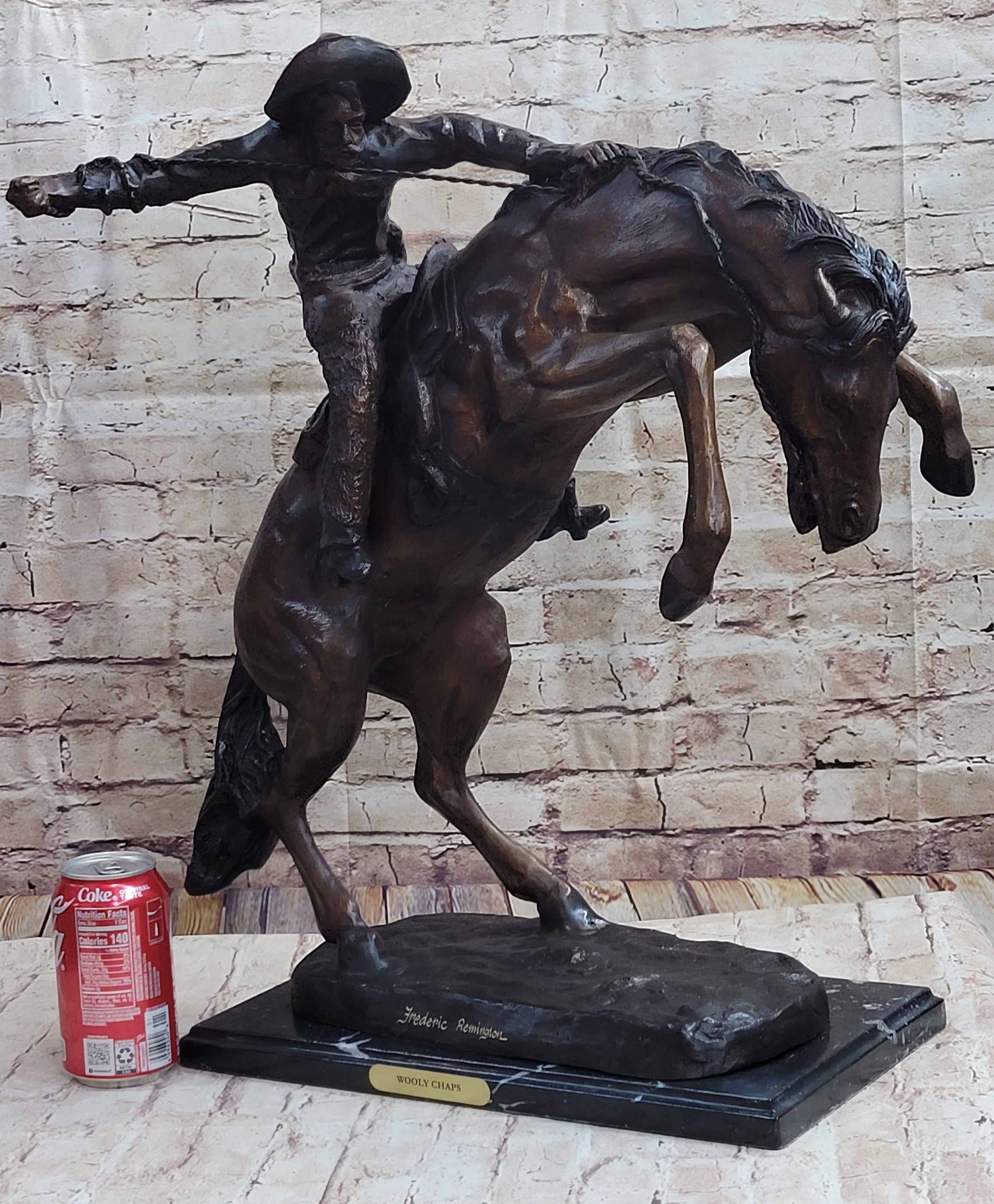 WOOLY CHAPS Frederic Remington Western Bronze Sculpture 23" x 23"
