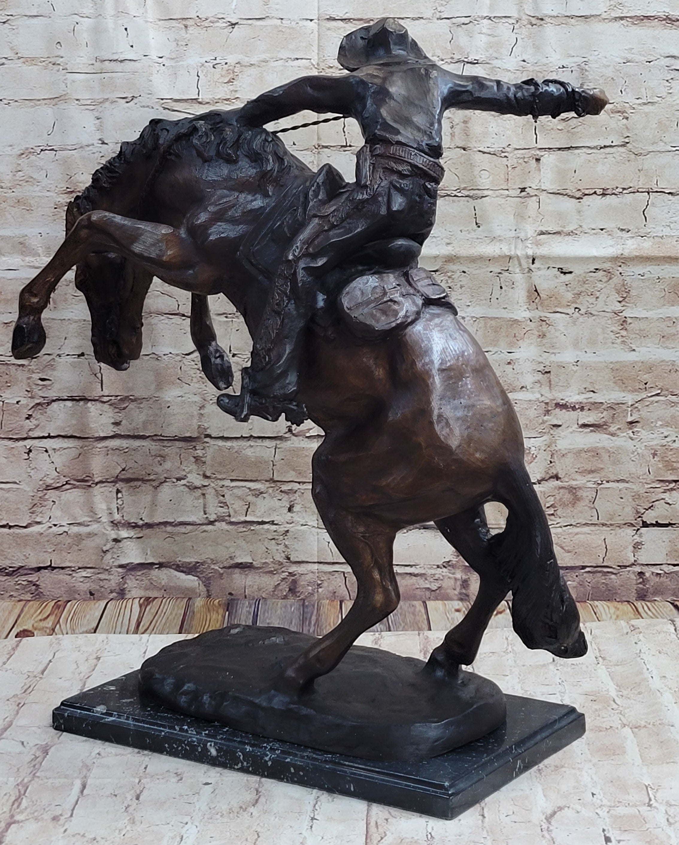 WOOLY CHAPS Frederic Remington Western Bronze Sculpture 23" x 23"