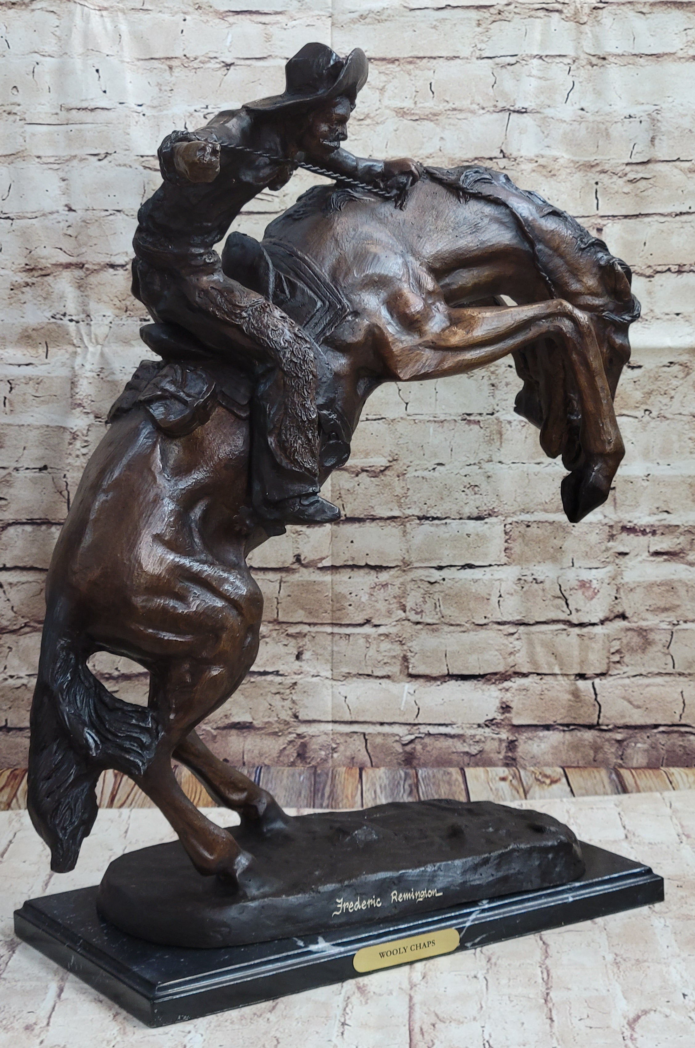 WOOLY CHAPS Frederic Remington Western Bronze Sculpture 23" x 23"