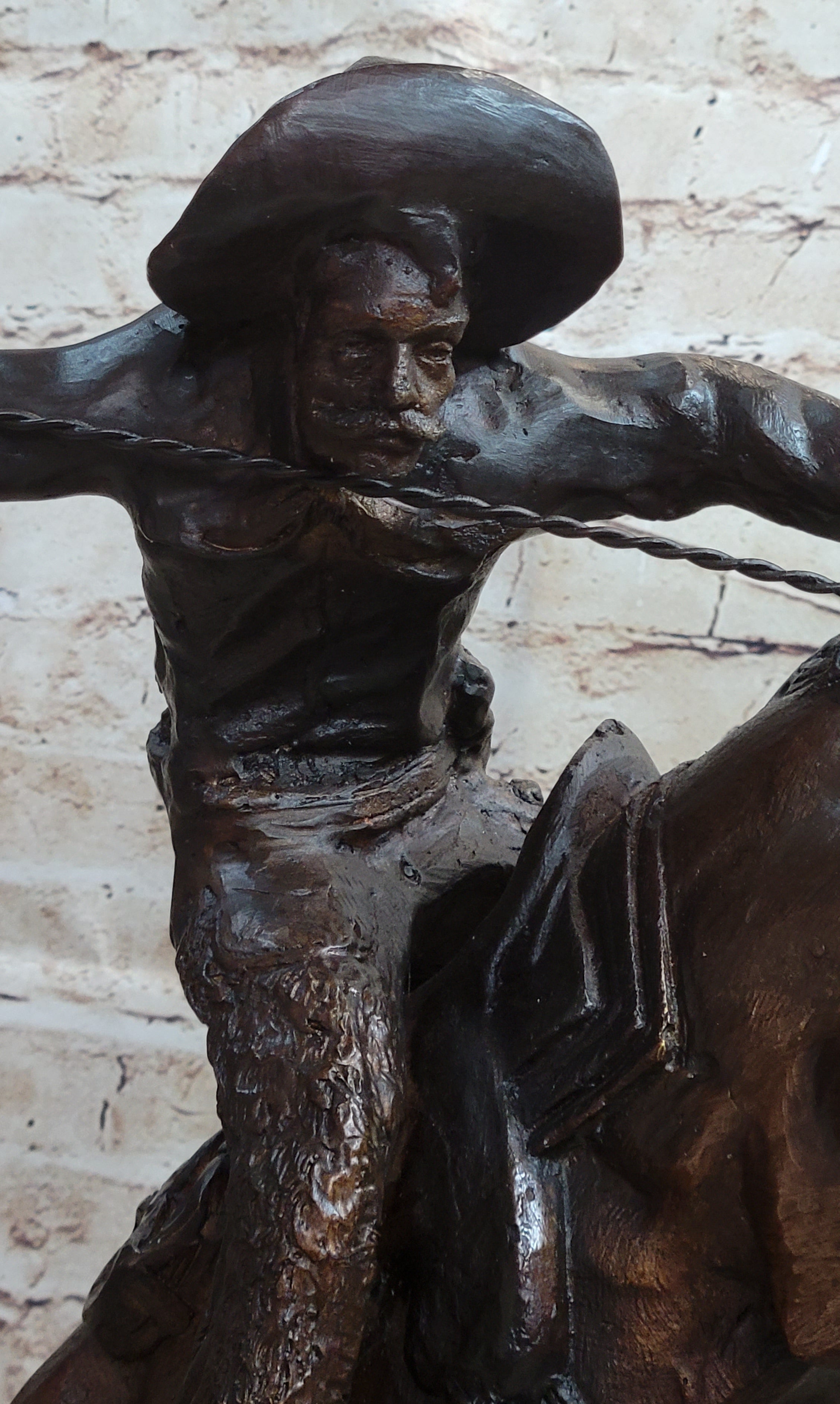 WOOLY CHAPS Frederic Remington Western Bronze Sculpture 23" x 23"