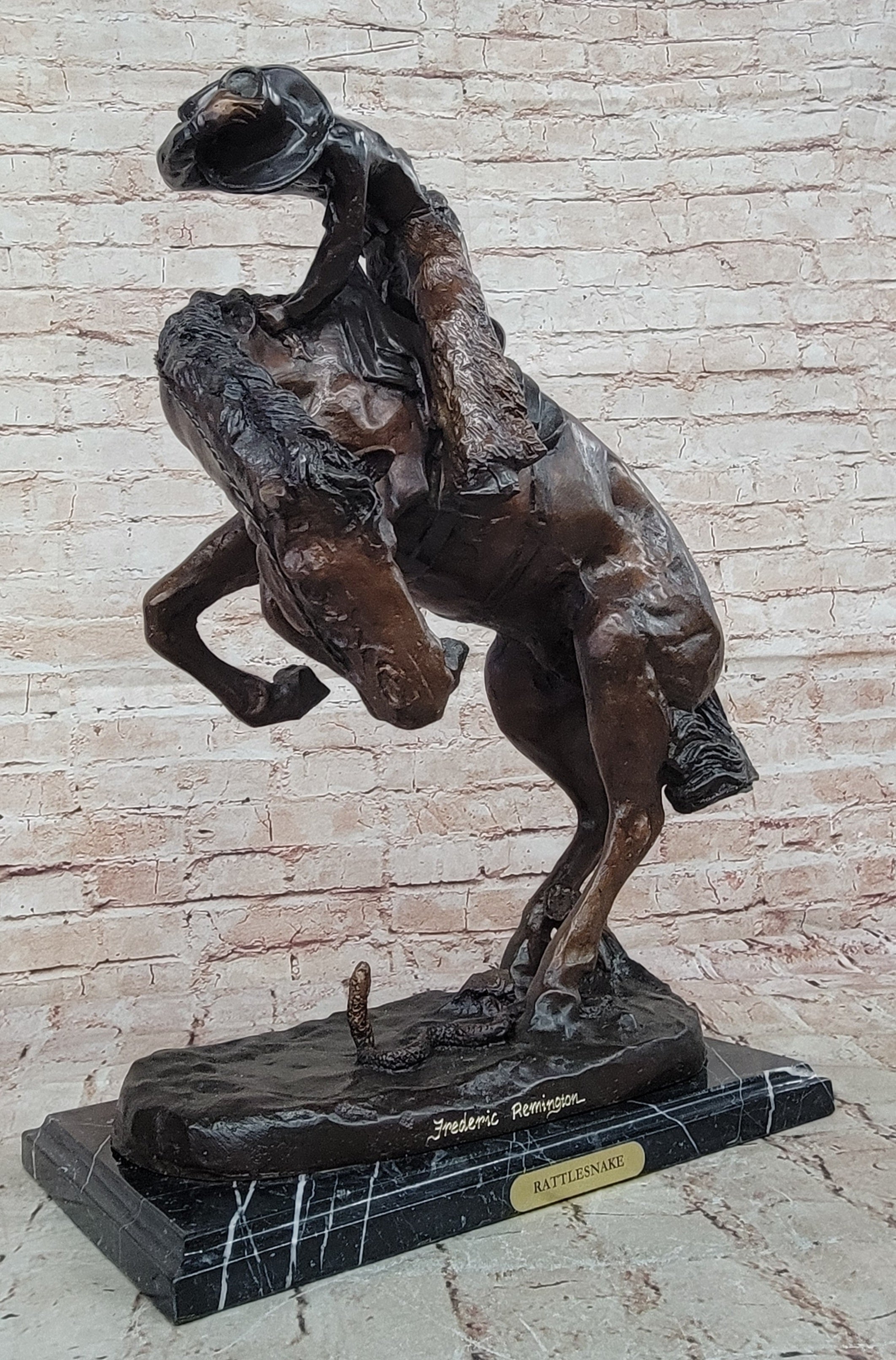 Rattlesnake by Frederic Remington Bronze Sculpture 21" x 17"