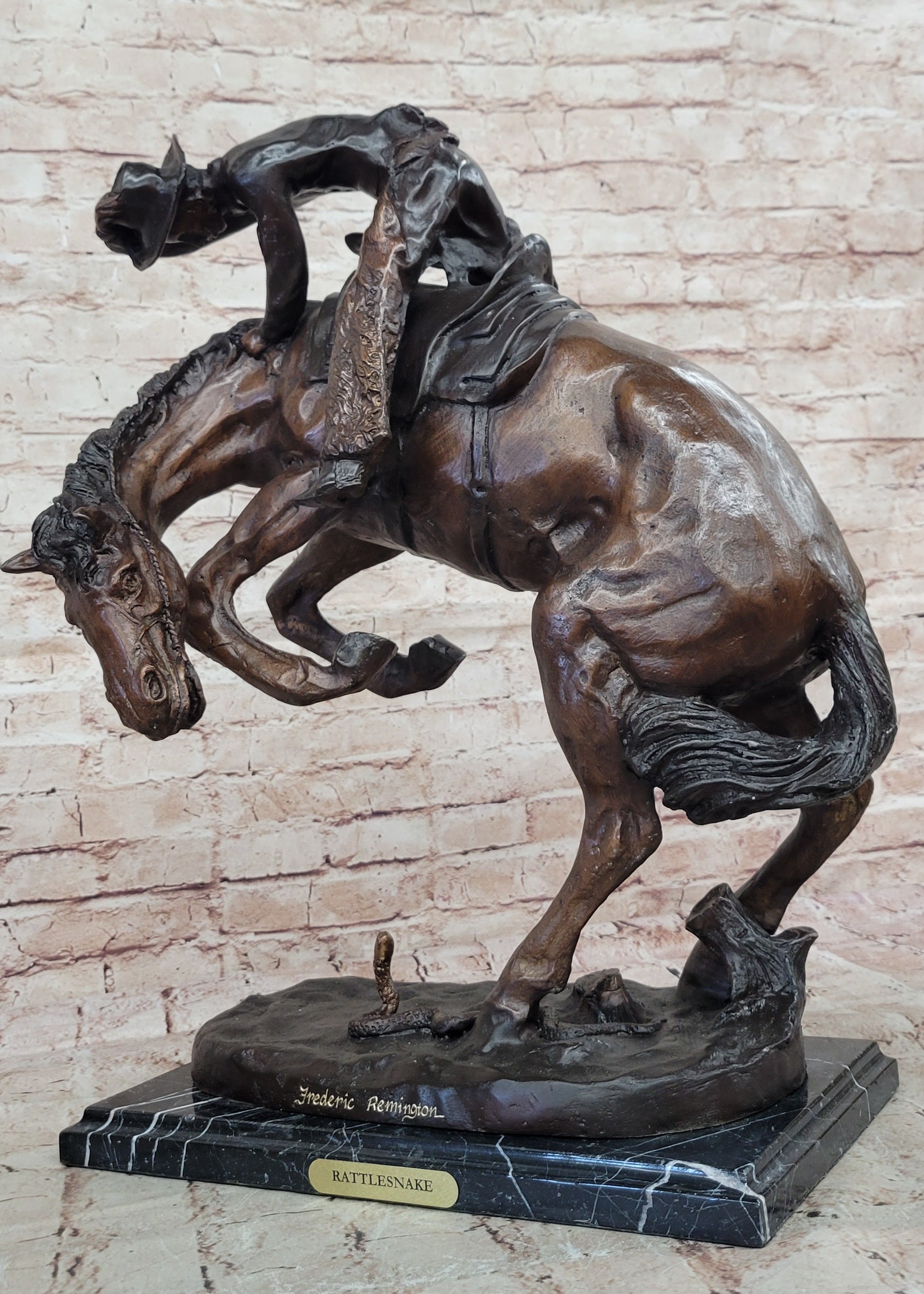 Rattlesnake by Frederic Remington Bronze Sculpture 21" x 17"