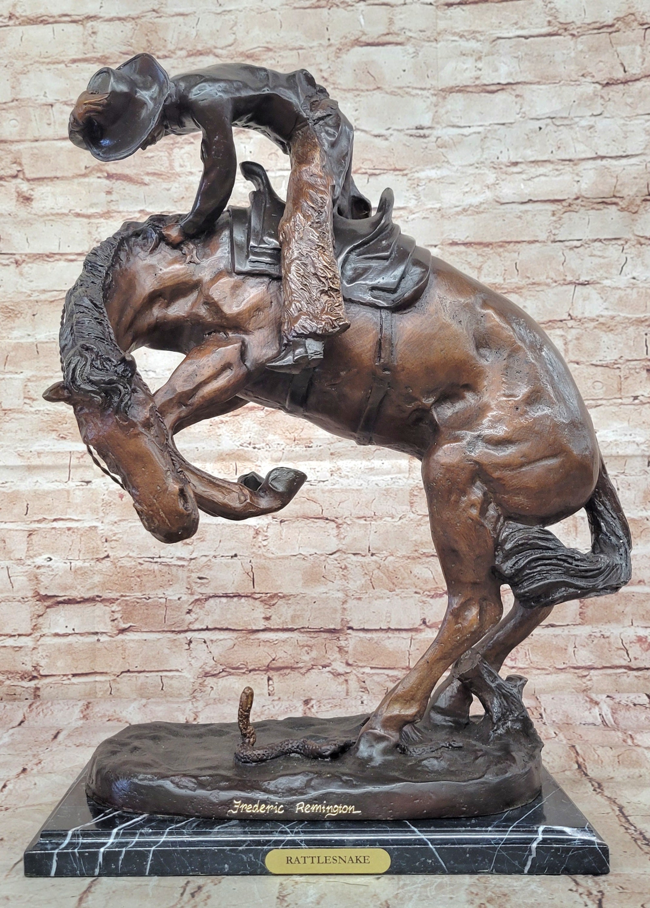 Rattlesnake by Frederic Remington Bronze Sculpture 21" x 17"