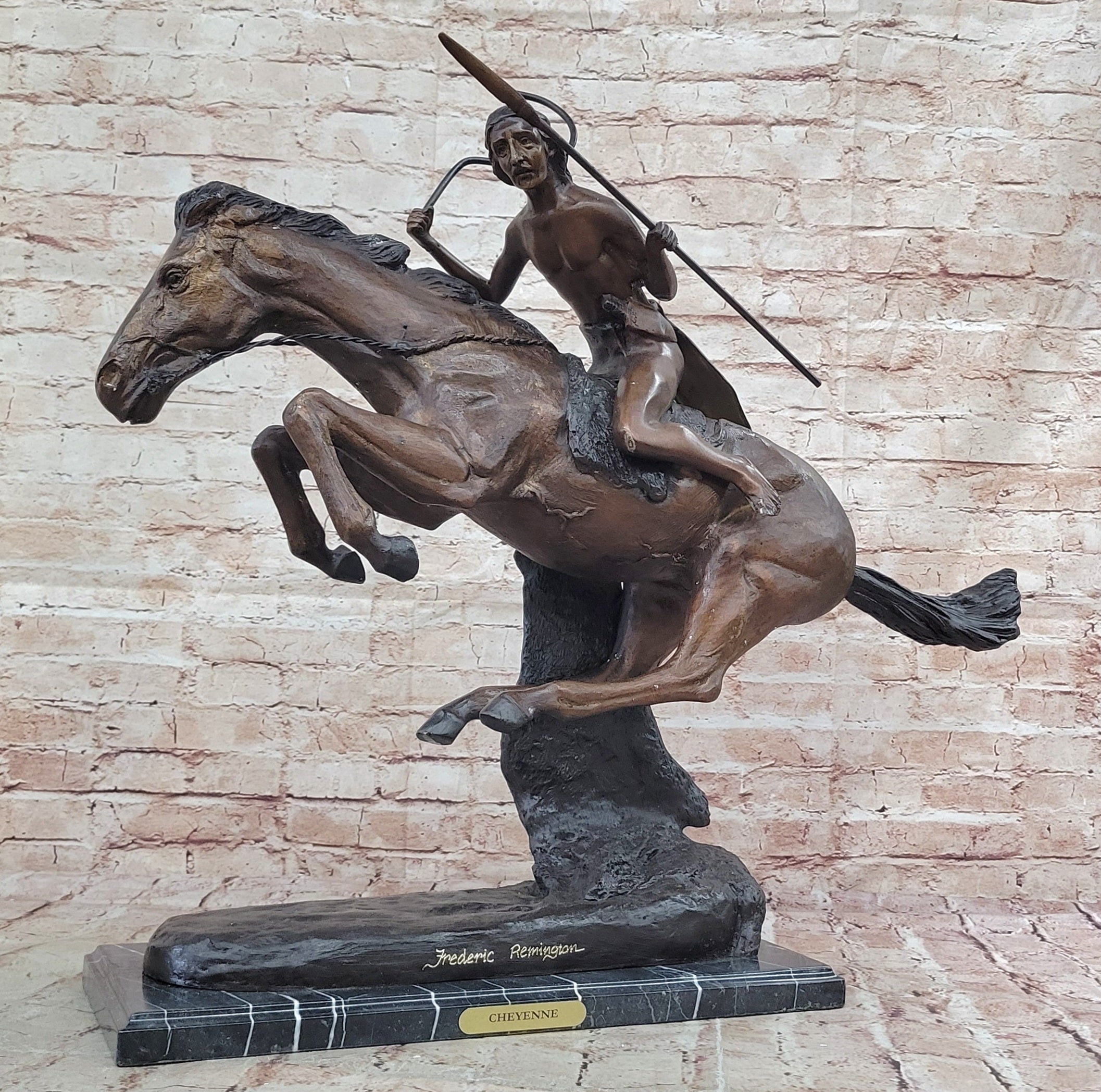 Cheyenne Warrior on Horseback Bronze by Frederic Remington