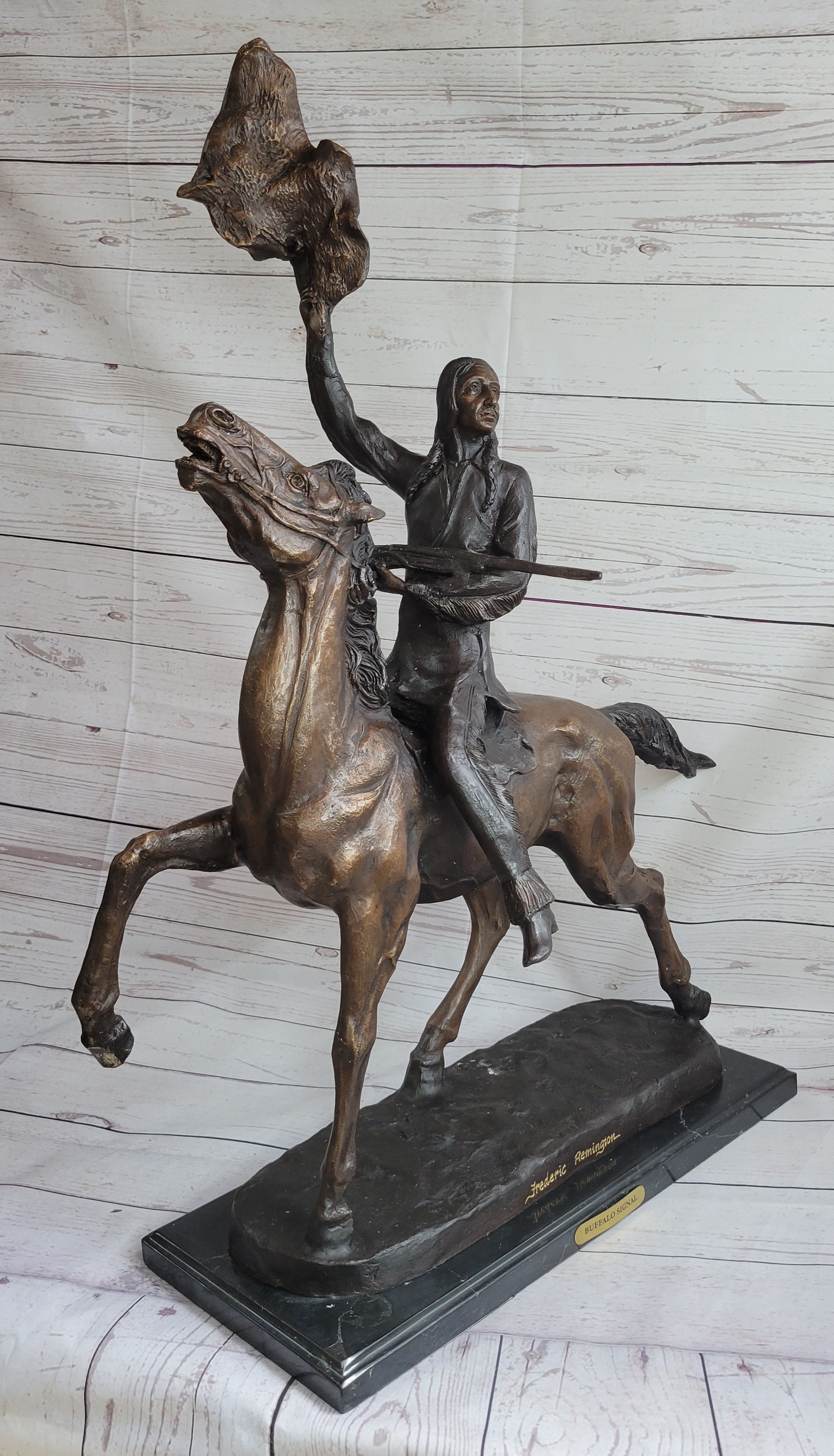 Buffalo Signal by Frederic Remington Bronze 33" x 26"