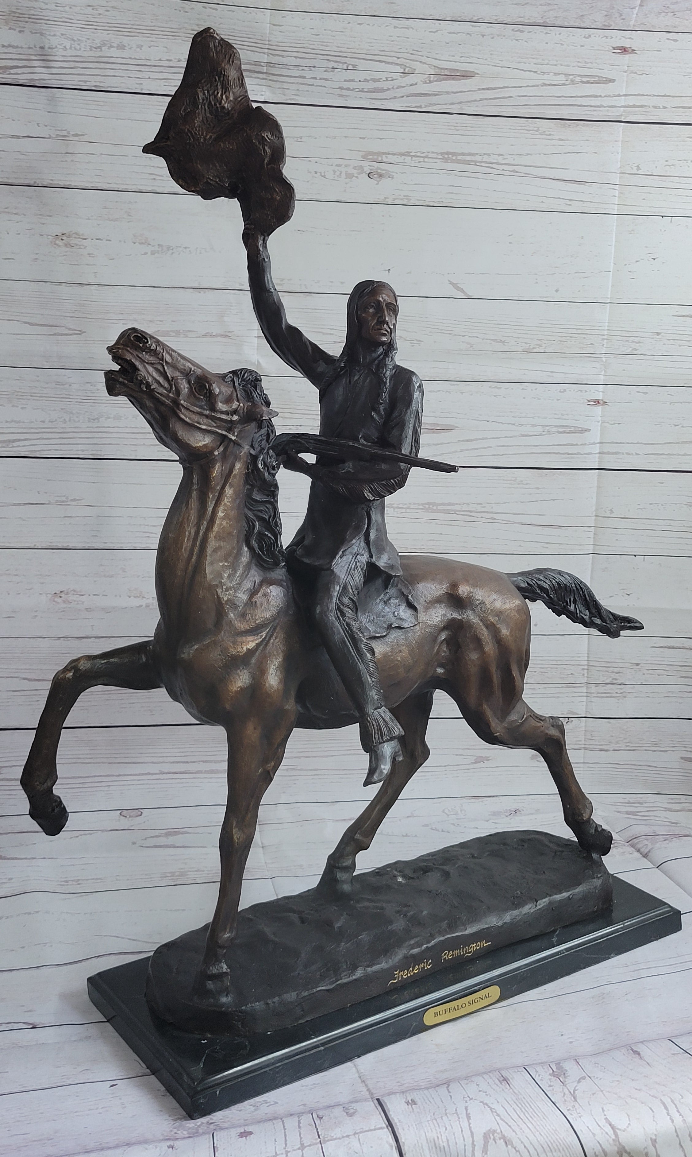 Buffalo Signal by Frederic Remington Bronze 33" x 26"