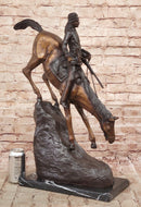 Frederic Remington Mountain Man Frontiersman Bronze 26" x 25"