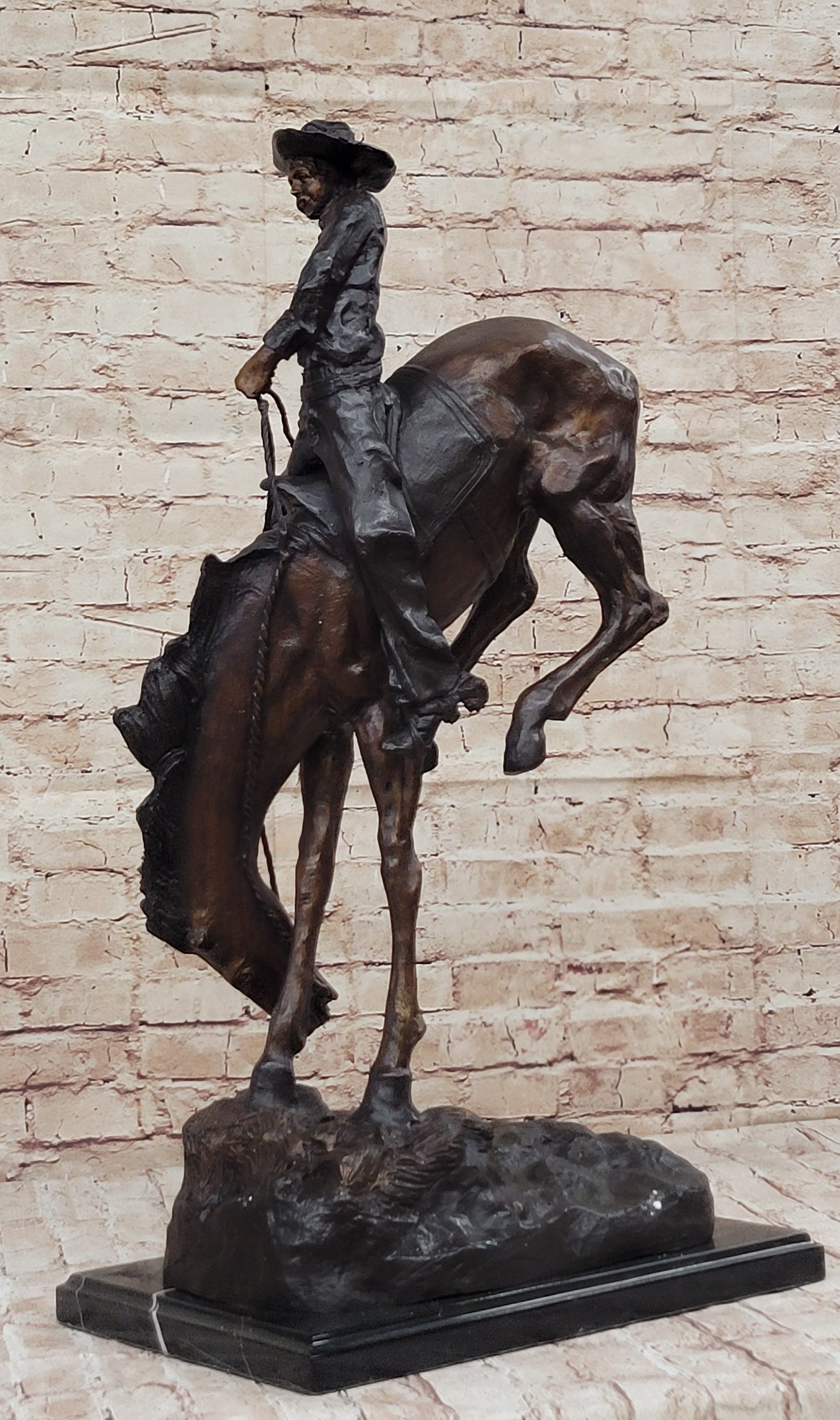 OUTLAW by Frederic Remington Western Cowboy Horseback Bronze Statue Sculpture 27" x 24"