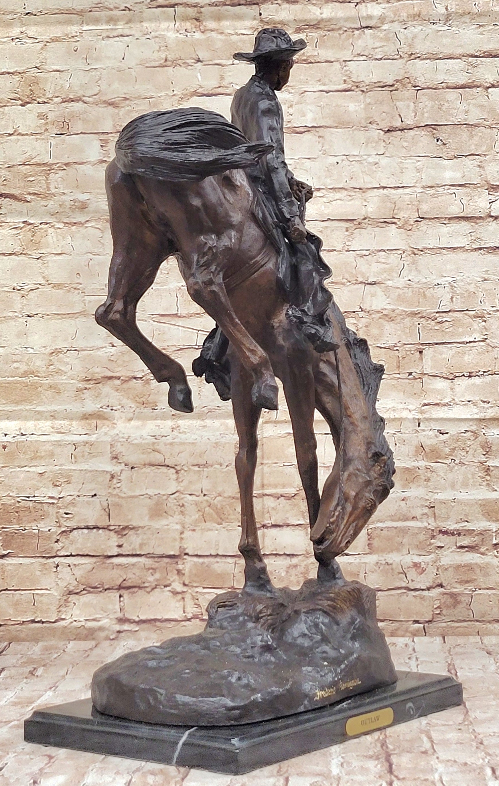 OUTLAW by Frederic Remington Western Cowboy Horseback Bronze Statue Sculpture 27" x 24"
