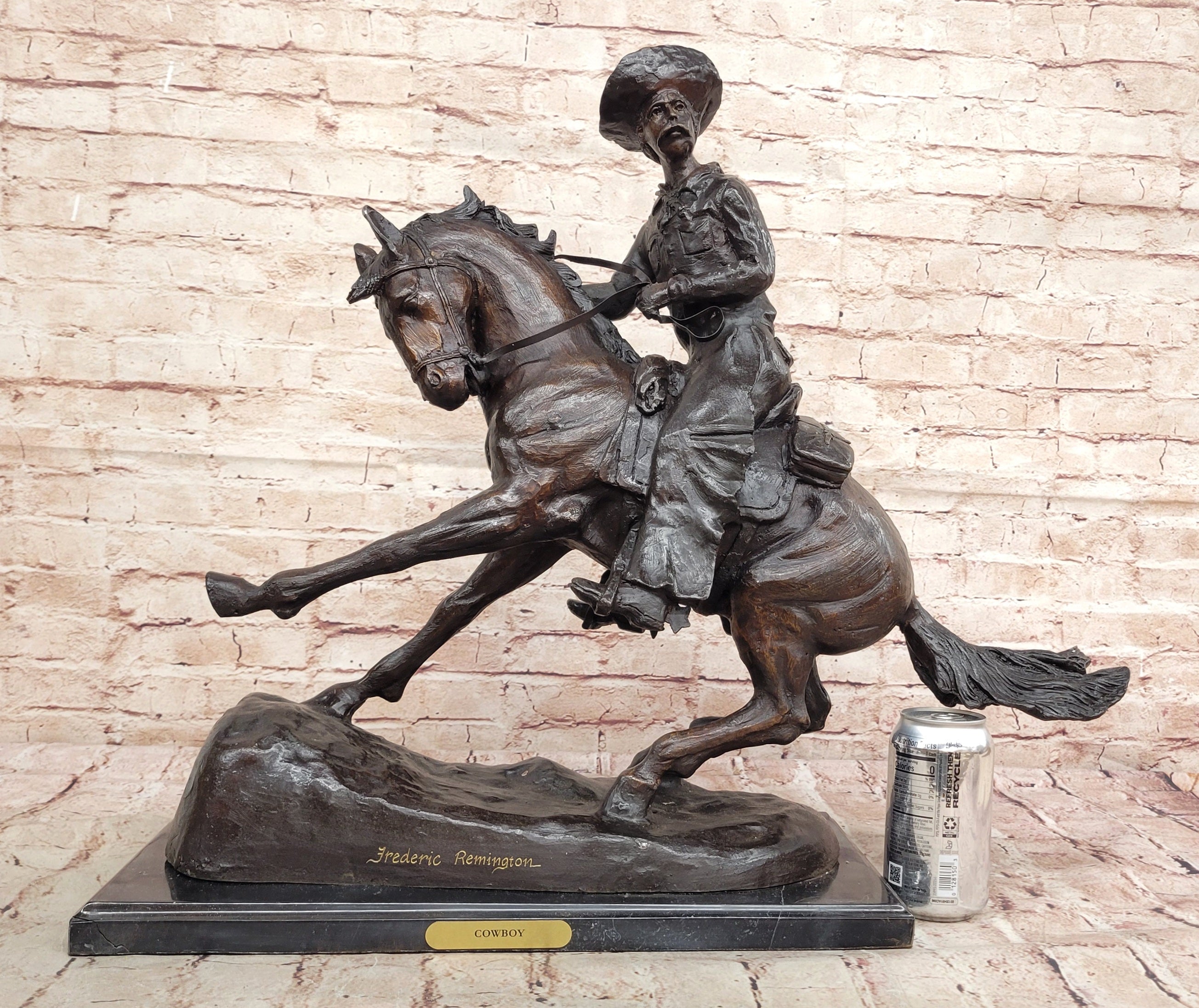 Remington Bronze Cowboy on Horse – Western Sculpture