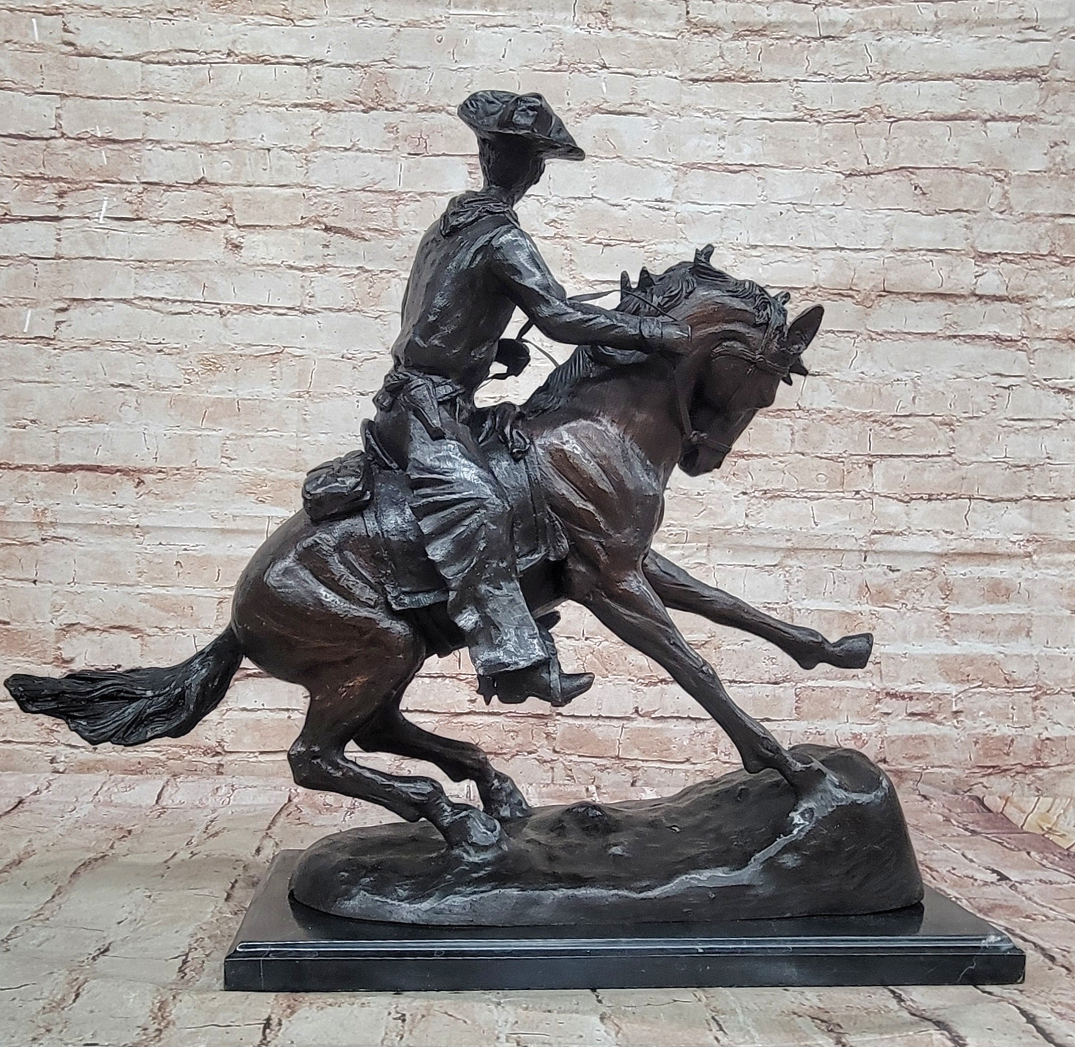 Remington Bronze Cowboy on Horse – Western Sculpture