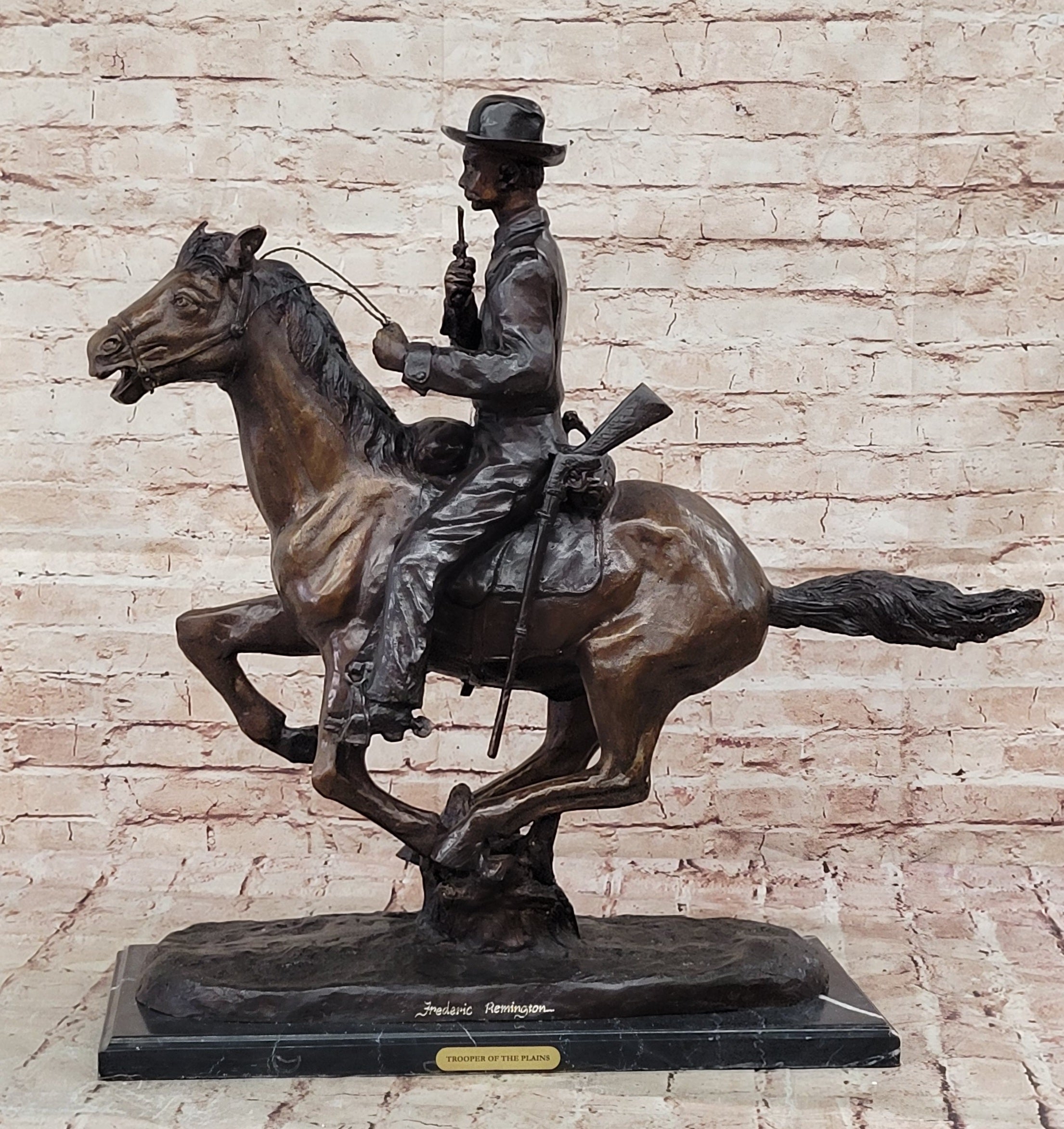 Trooper of the Plains Frederic Remington Bronze Sculpture 22" x 21"