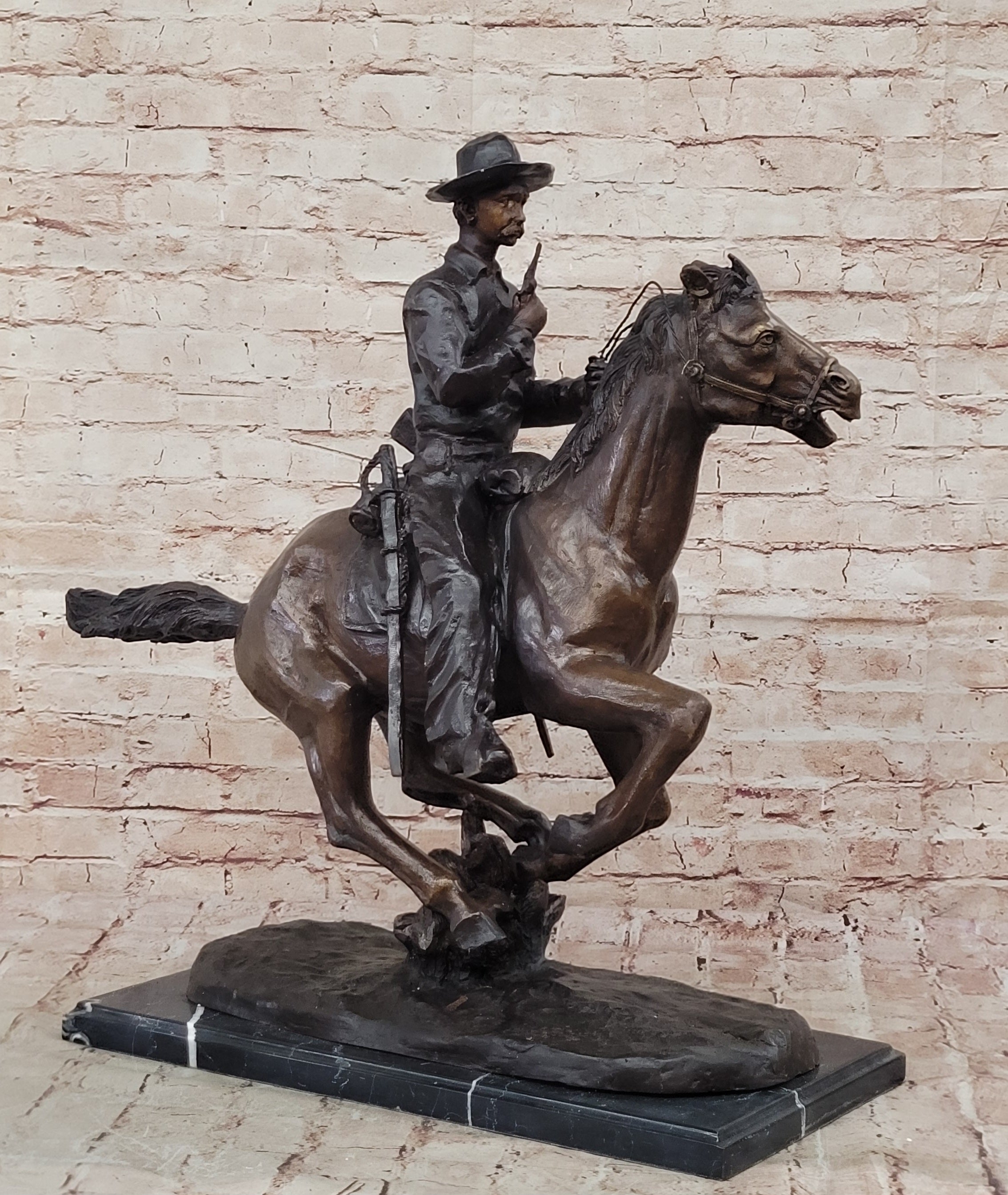 Trooper of the Plains Frederic Remington Bronze Sculpture 22" x 21"