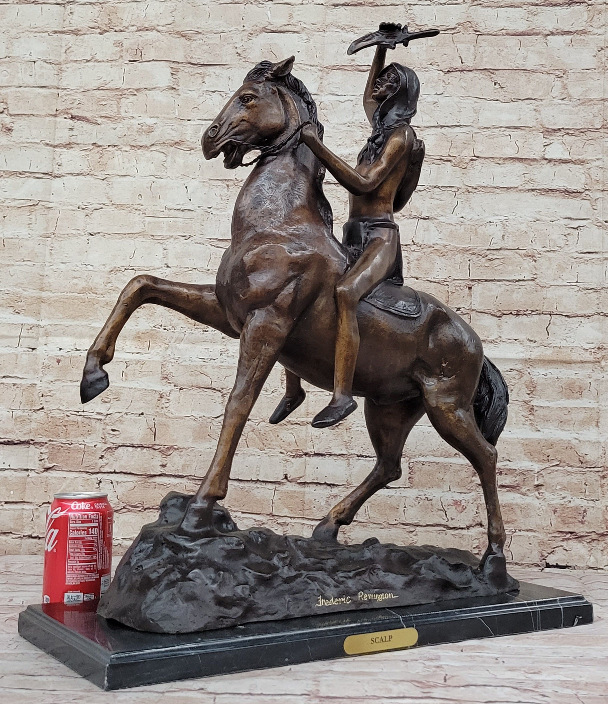SCALP by Frederic Remington Bronze Native American Horseback 26" x 22"