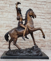 SCALP by Frederic Remington Bronze Native American Horseback 26" x 22"