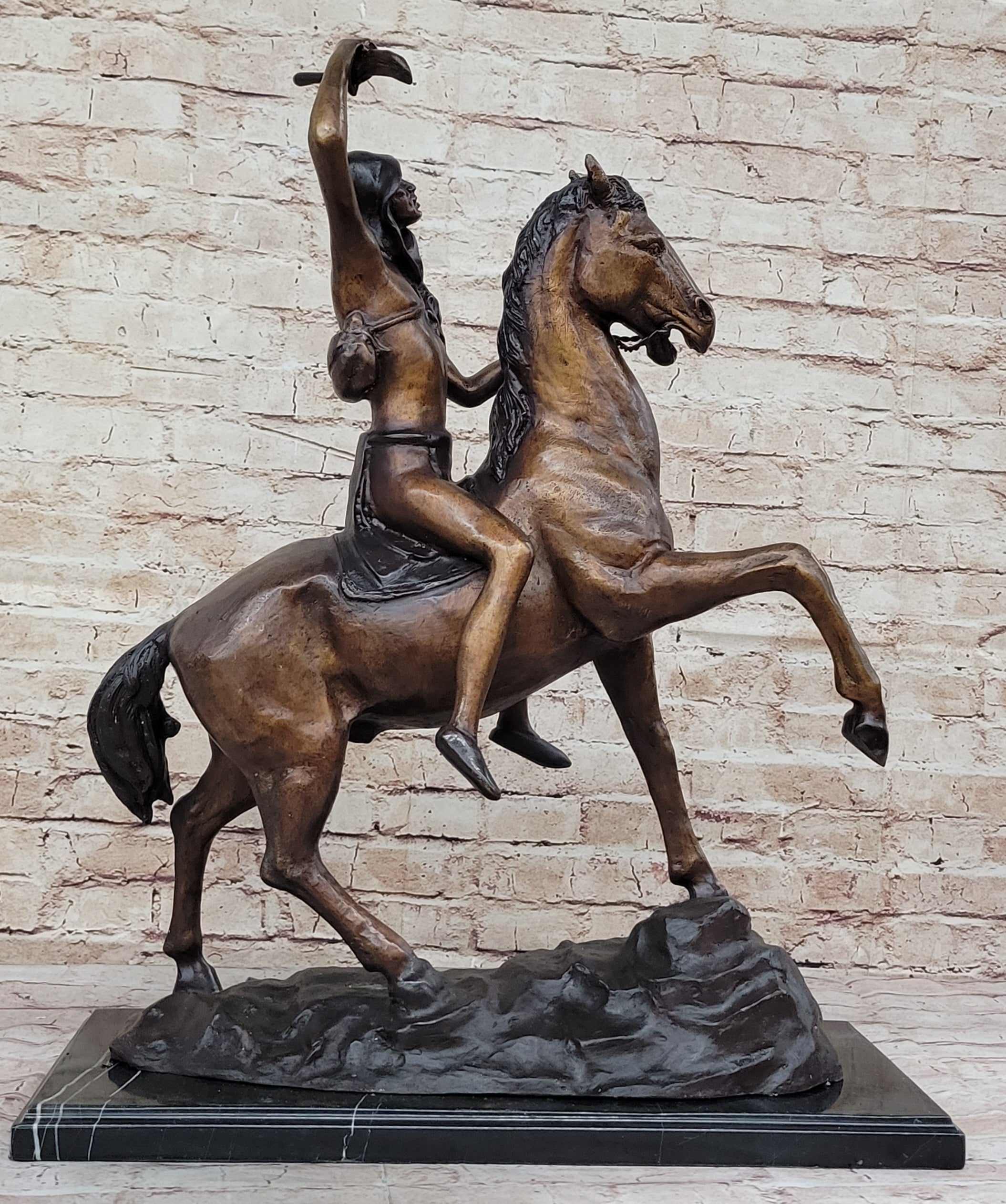 SCALP by Frederic Remington Bronze Native American Horseback 26" x 22"