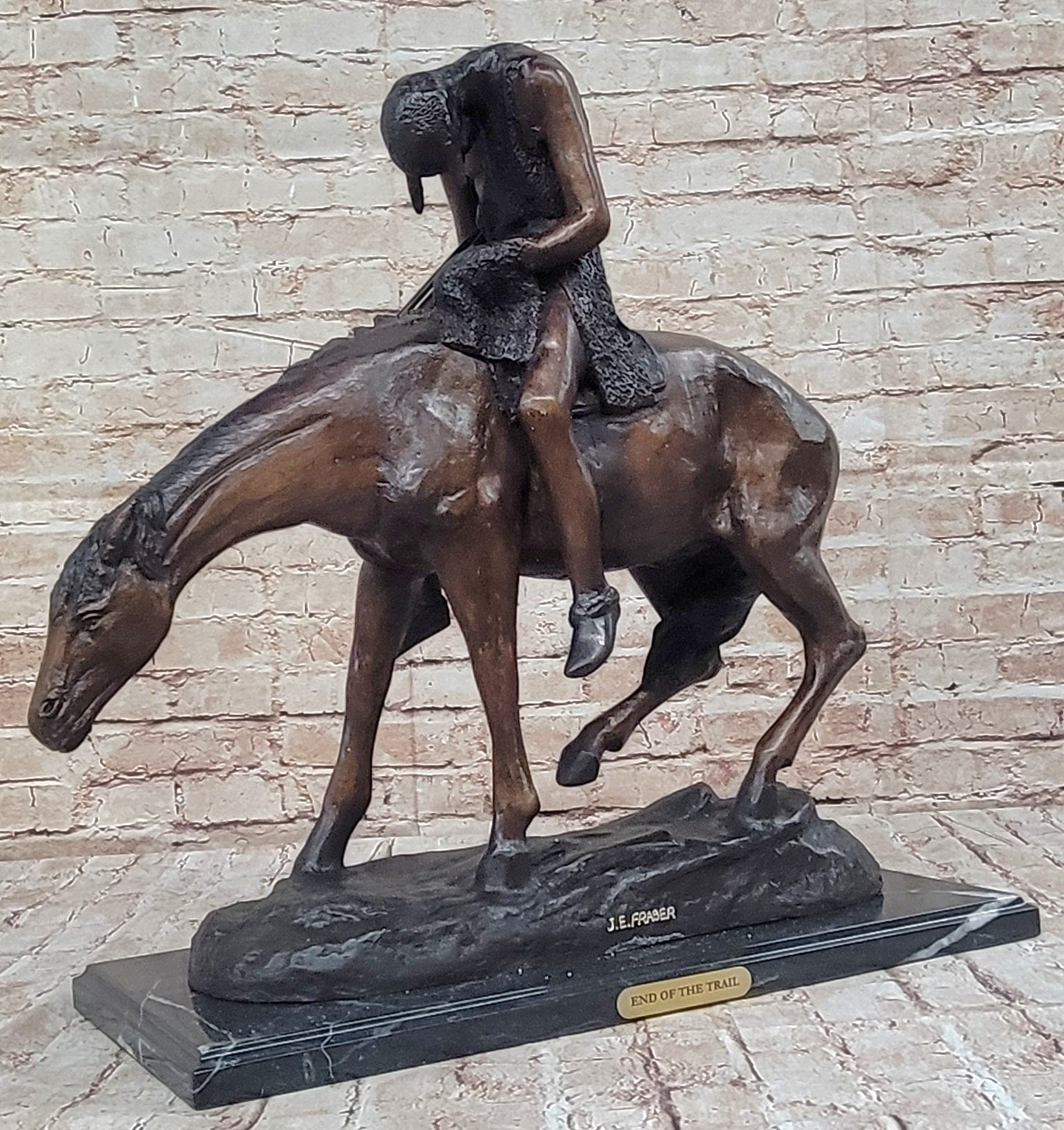 End of the Trail James Fraser Bronze Sculpture 21" x 22"