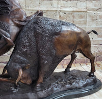 Frederic Remington Buffalo Hunt Bronze Sculpture Native American Art