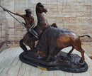 Frederic Remington Buffalo Hunt Bronze Sculpture Native American Art