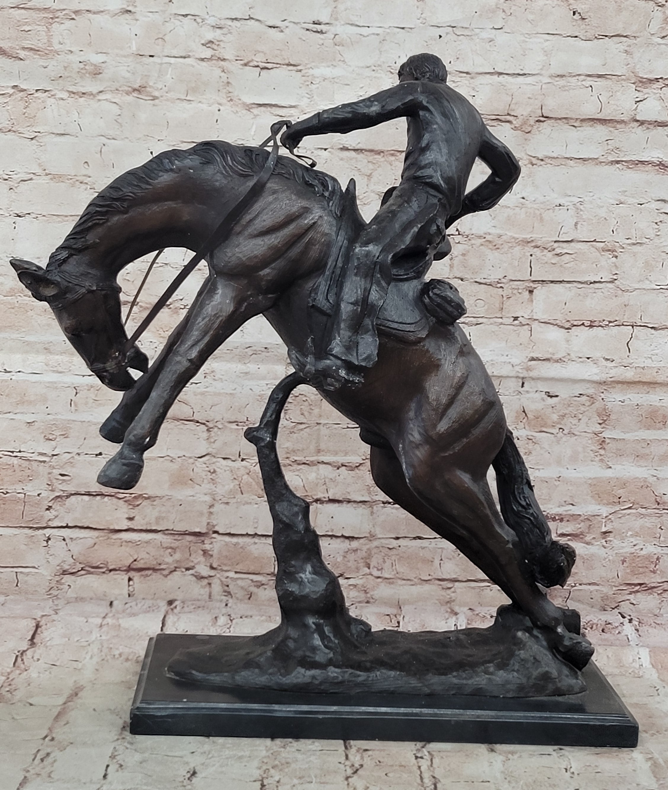 Bronco Twister C.M. Russell Western Bronze Sculpture 23" x 24"
