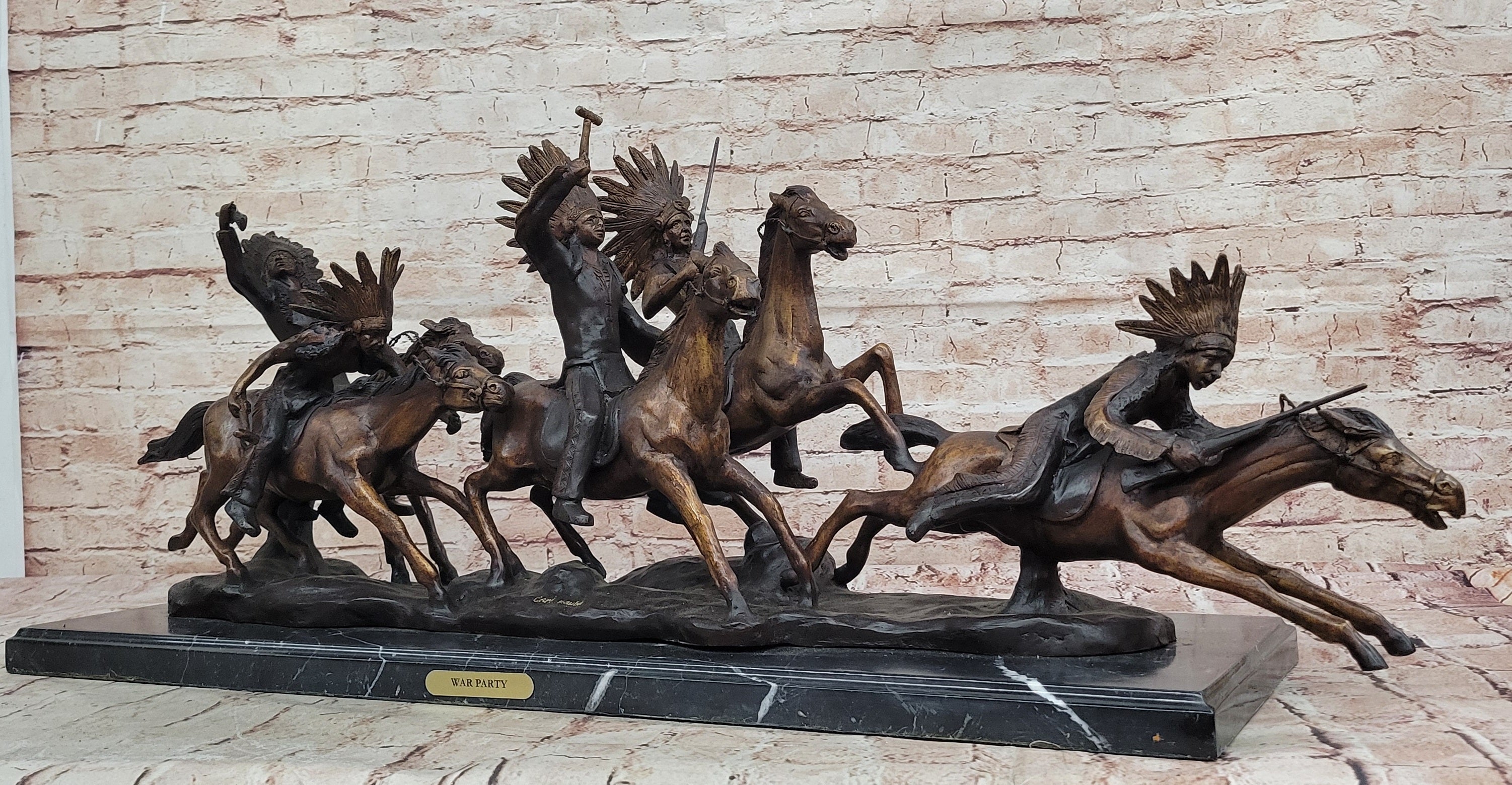 Carl Kauba Bronze War Party Native American Sculpture