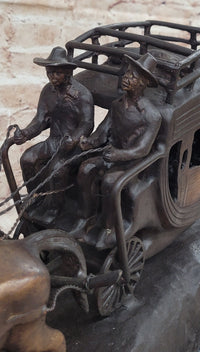 Stagecoach Bronze Metal Sculpture of Horses Pulling Carriage after Frederic Remington