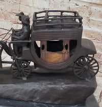 Stagecoach Bronze Metal Sculpture of Horses Pulling Carriage after Frederic Remington