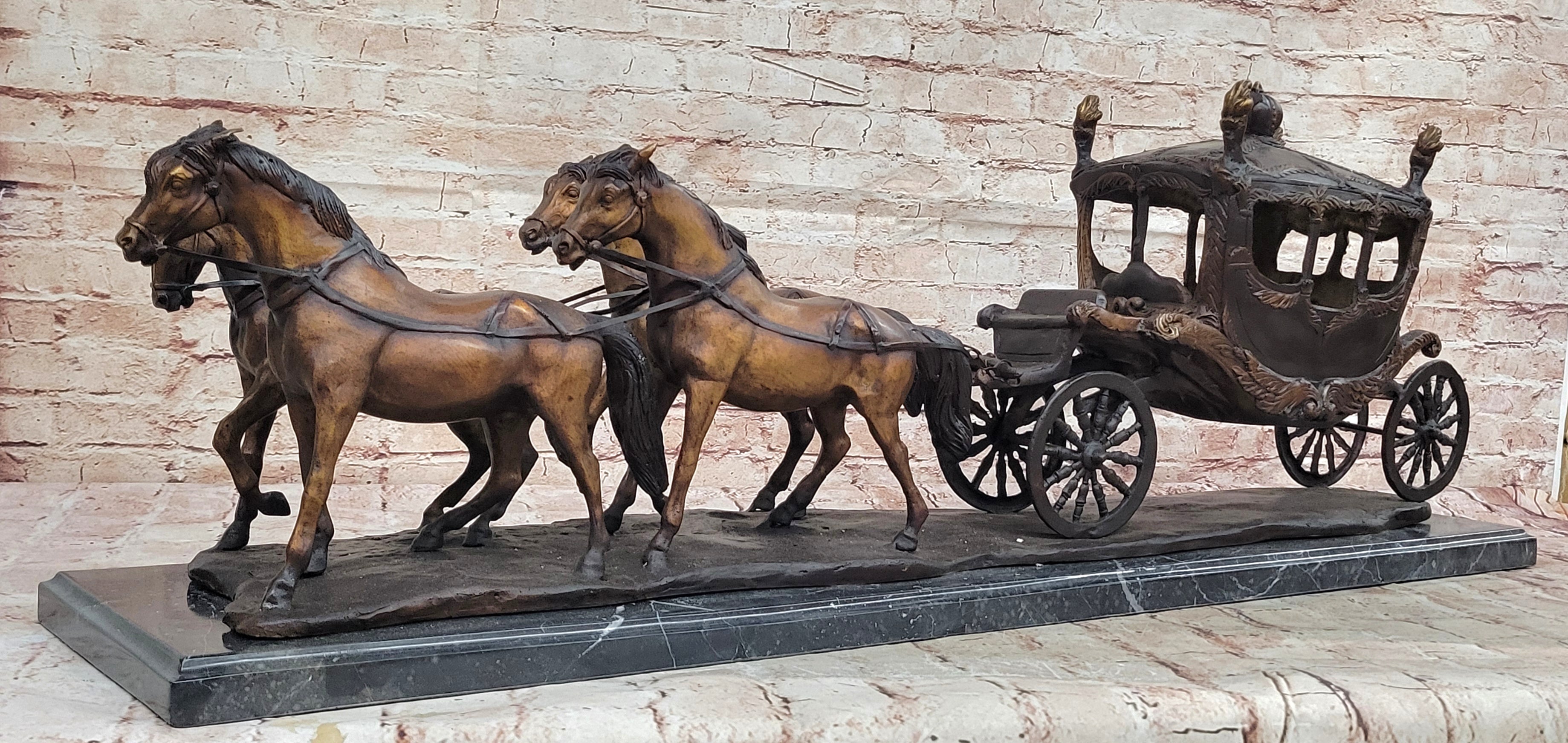 Stagecoach Horse Carriage Bronze Sculpture - Limited Edition