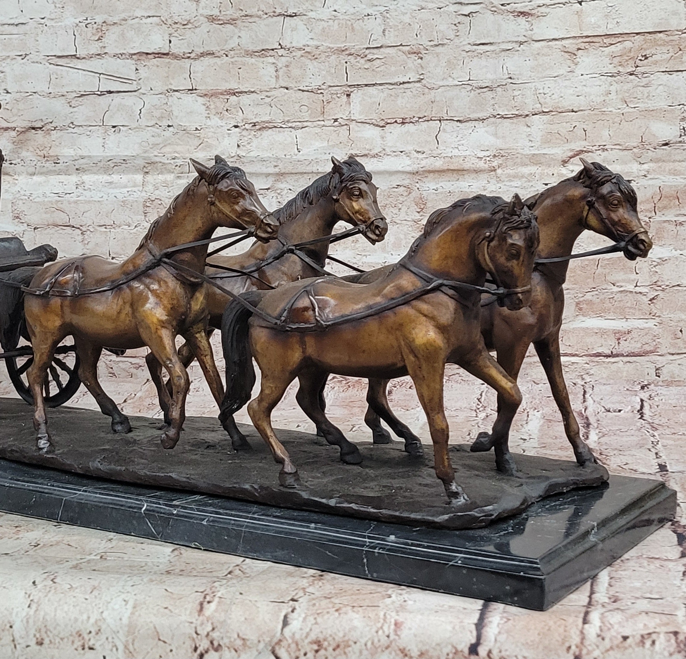 Stagecoach Horse Carriage Bronze Sculpture - Limited Edition