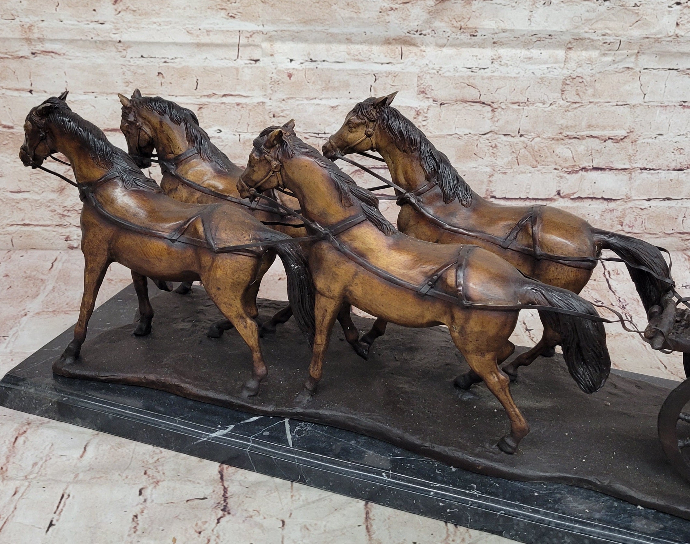 Stagecoach Horse Carriage Bronze Sculpture - Limited Edition