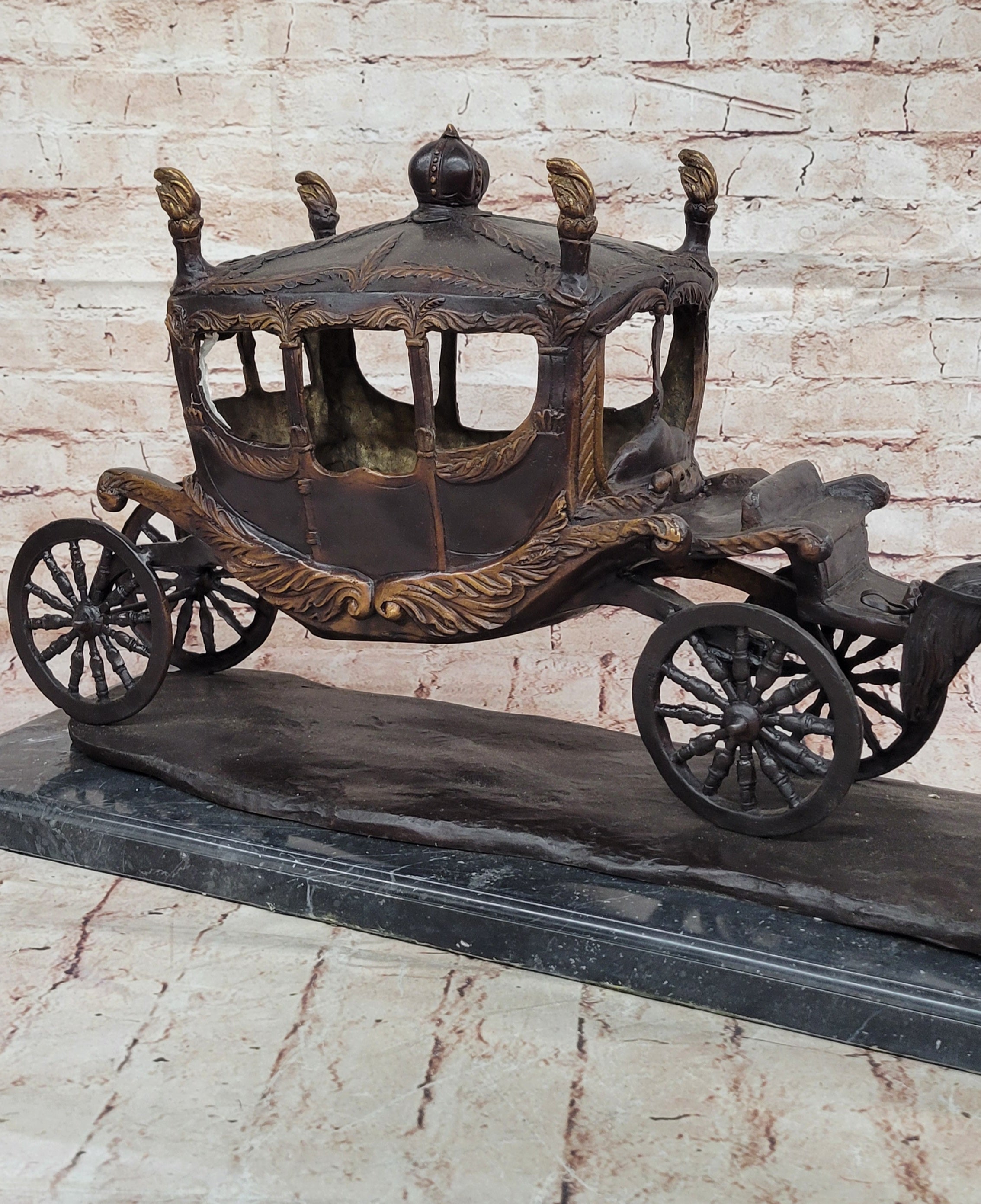 Stagecoach Horse Carriage Bronze Sculpture - Limited Edition