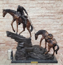 Frederic Remington Cowboy & Two Horses Bronze Sculpture 26" x 28"