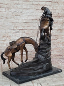 Frederic Remington Cowboy & Two Horses Bronze Sculpture 26" x 28"