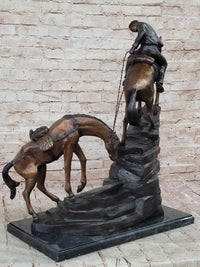 Frederic Remington Cowboy & Two Horses Bronze Sculpture 26" x 28"