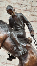 Frederic Remington Cowboy & Two Horses Bronze Sculpture 26" x 28"