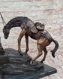 Frederic Remington Cowboy & Two Horses Bronze Sculpture 26" x 28"