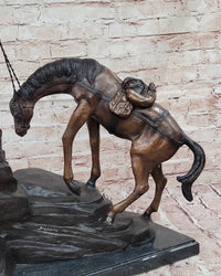 Frederic Remington Cowboy & Two Horses Bronze Sculpture 26" x 28"