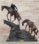 Frederic Remington Cowboy & Two Horses Bronze Sculpture 26" x 28"