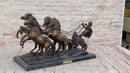 Bronze Roman Gladiator Warrior Chariot with Rearing Horses